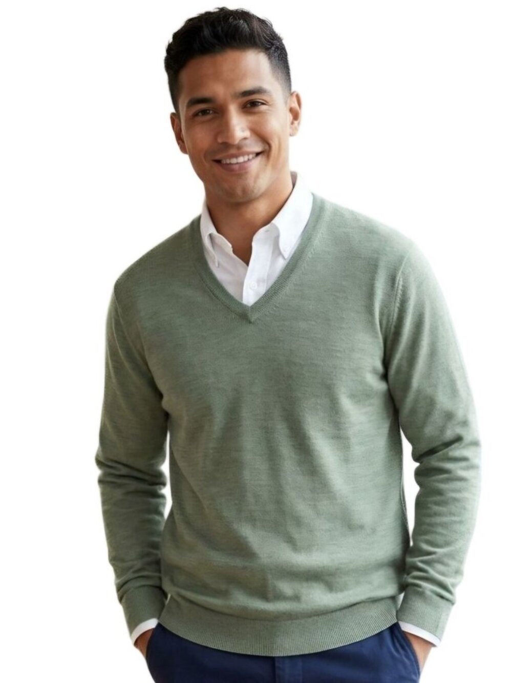 Brooks Brothers Wool Blend Spring Green V Neck Classic Sweater Size XL All Seaso